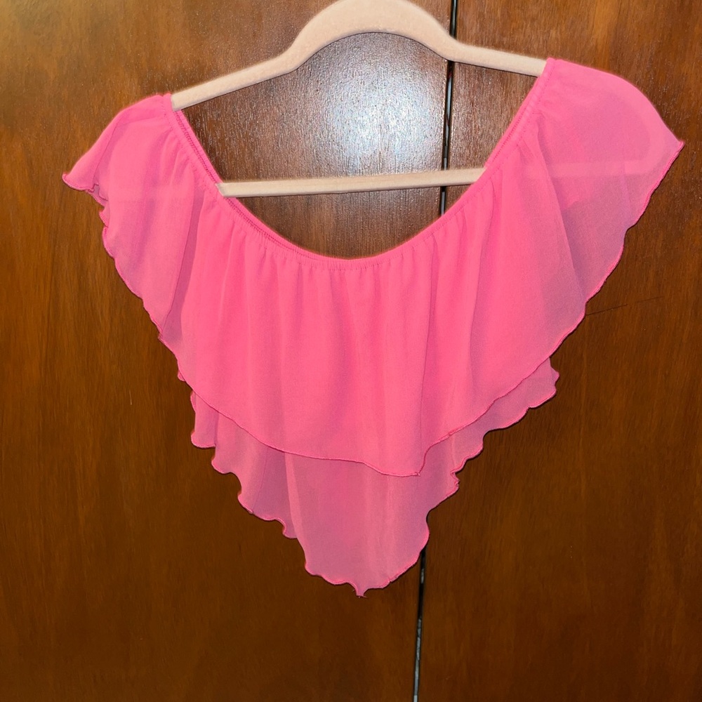 Hot pink off the should crop top
